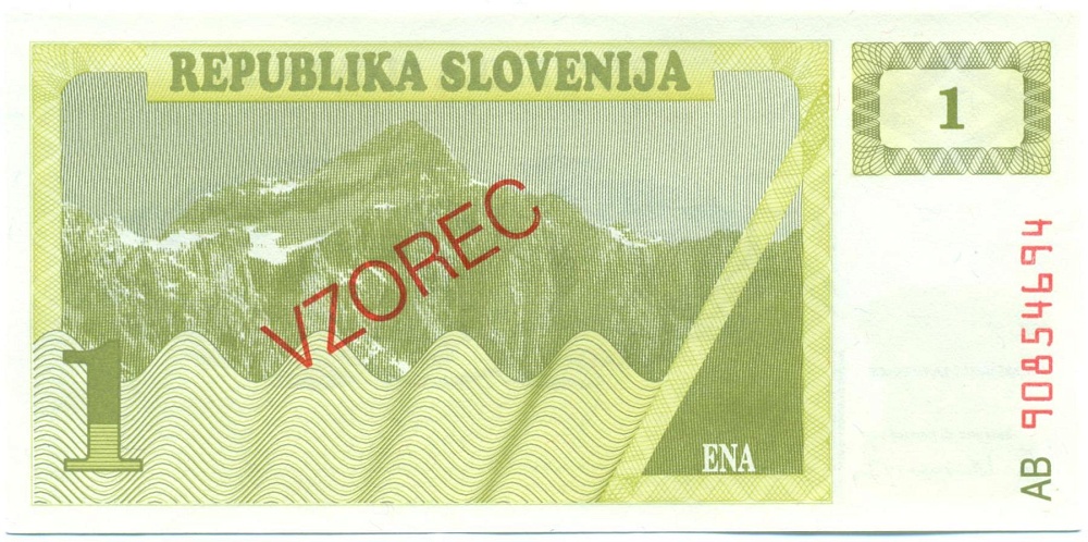 1 толар 1990 года Словения (Образец) — Фото №1