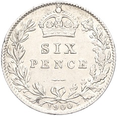 6 пенсов 1900 года Великобритания — Фото №1