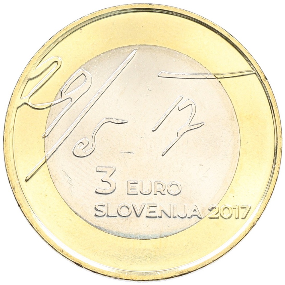 3 евро 2017 года Словения «100 лет майской декларации» — Фото №2
