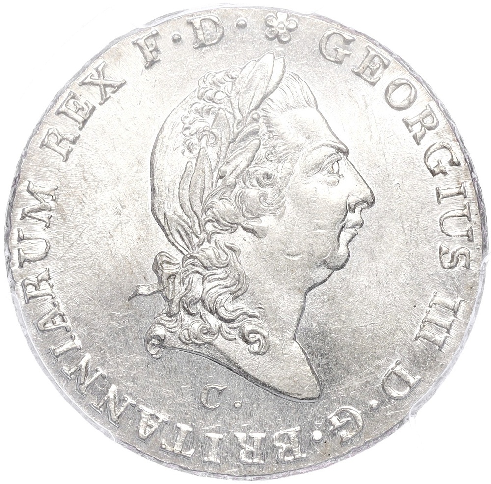 2/3 талера 1814 года Ганновер (Георг III) — в слабе PCGS (Топ-грейд MS62) — Фото №1