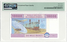 10000 франков 2002 года Центрально-Африканский валютный союз Литера С (Чад) — в слабе PMG (Superb Gem Unc 67) — Фото №2