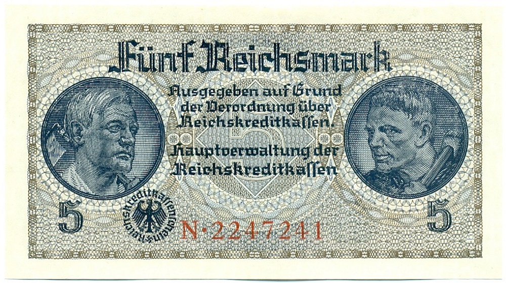 5 рейхсмарок 1940 года Германия (Для оккупированных территорий) — Фото №1
