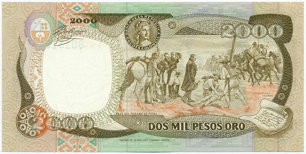 2000 песо 1985 года Колумбия — Фото №2