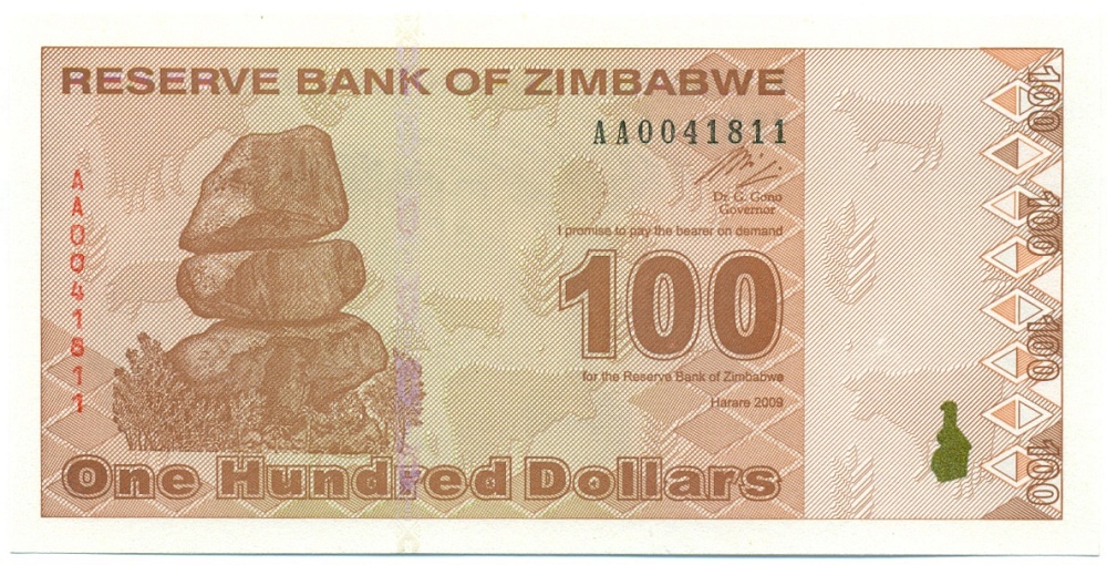 100 долларов 2009 года Зимбабве — Фото №1