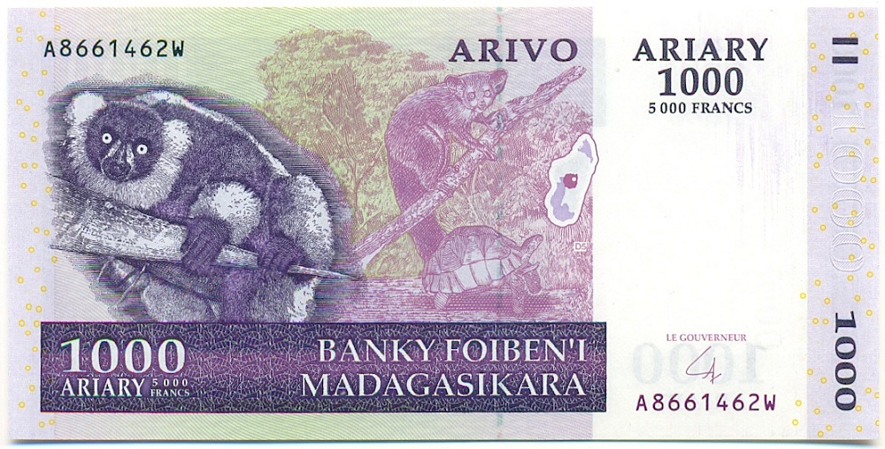 1000 ариари (5000 франков) 2004 года Мадагаскар — Фото №1