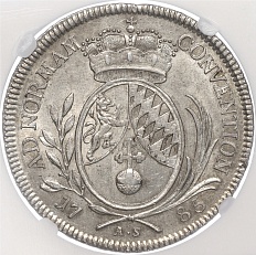 1 талер 1785 года Бавария (Карл IV Теодор) — в слабе NGC (Топ-грейд AU58) — Фото №2