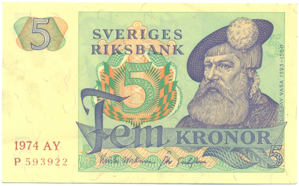 5 крон 1974 года Швеция — Фото №1