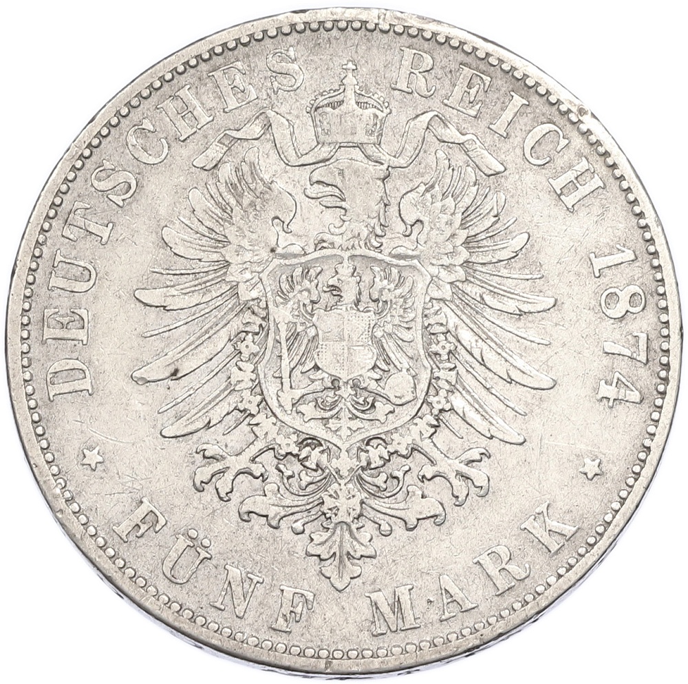 5 марок 1874 года Германия (Бавария) — Фото №2