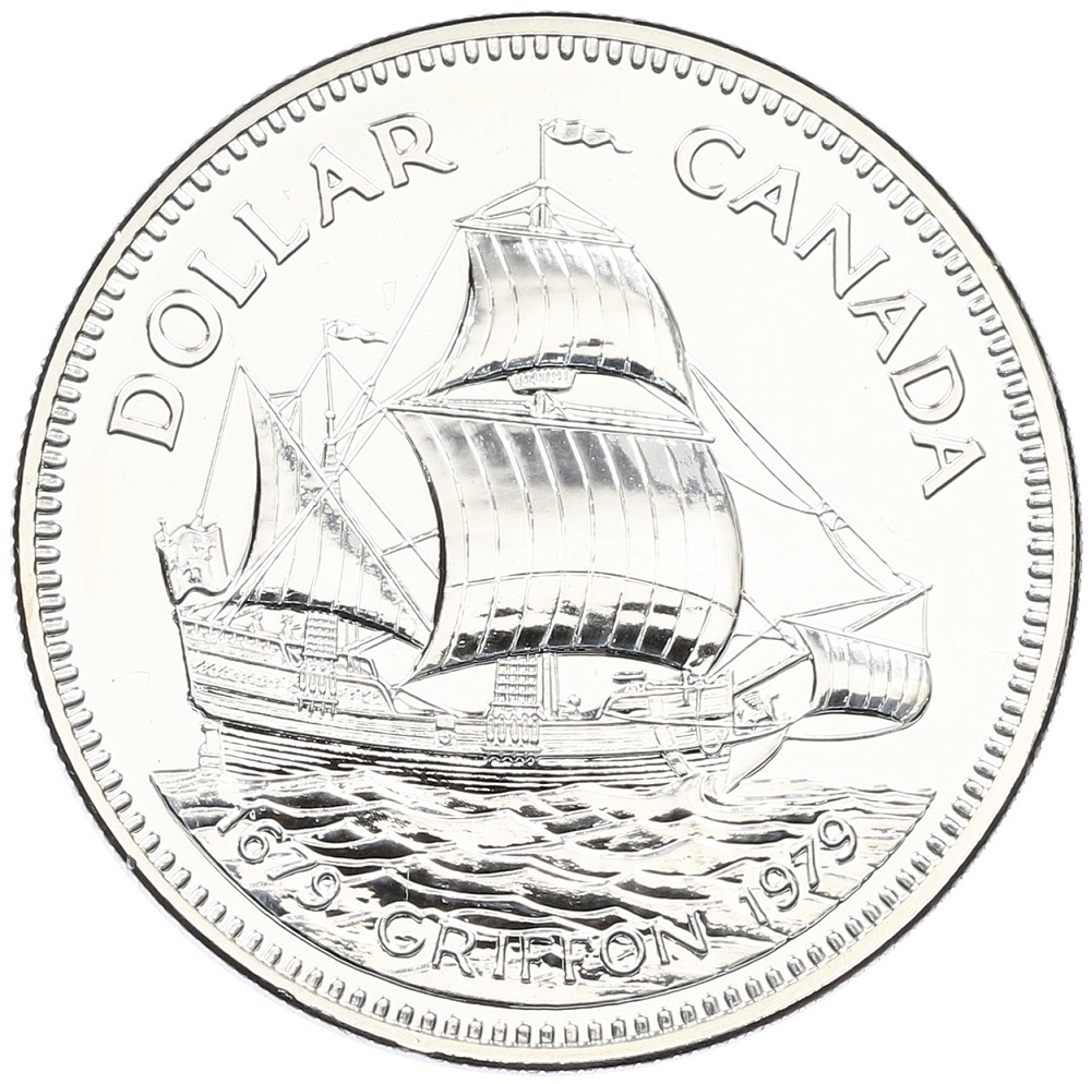 1 доллар 1979 года Канада «300 лет кораблю Грифон» — Фото №1