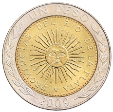 1 песо 2009 года Аргентина — Фото №1