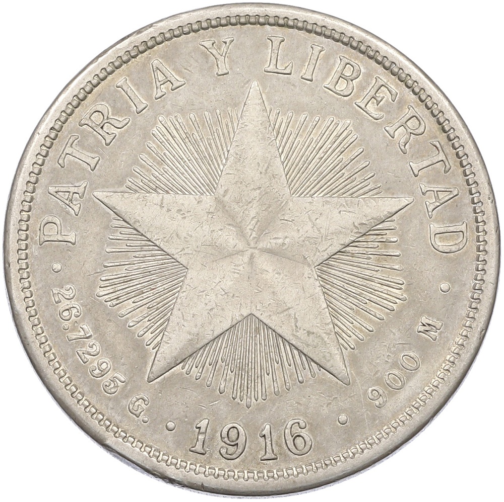 1 песо 1916 года Куба — Фото №1