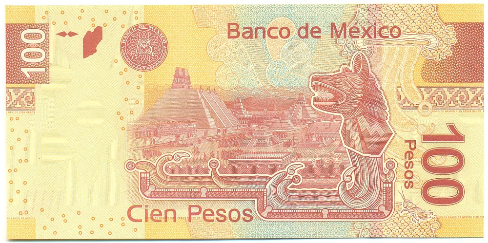 100 песо 2009 года Мексика — Фото №2