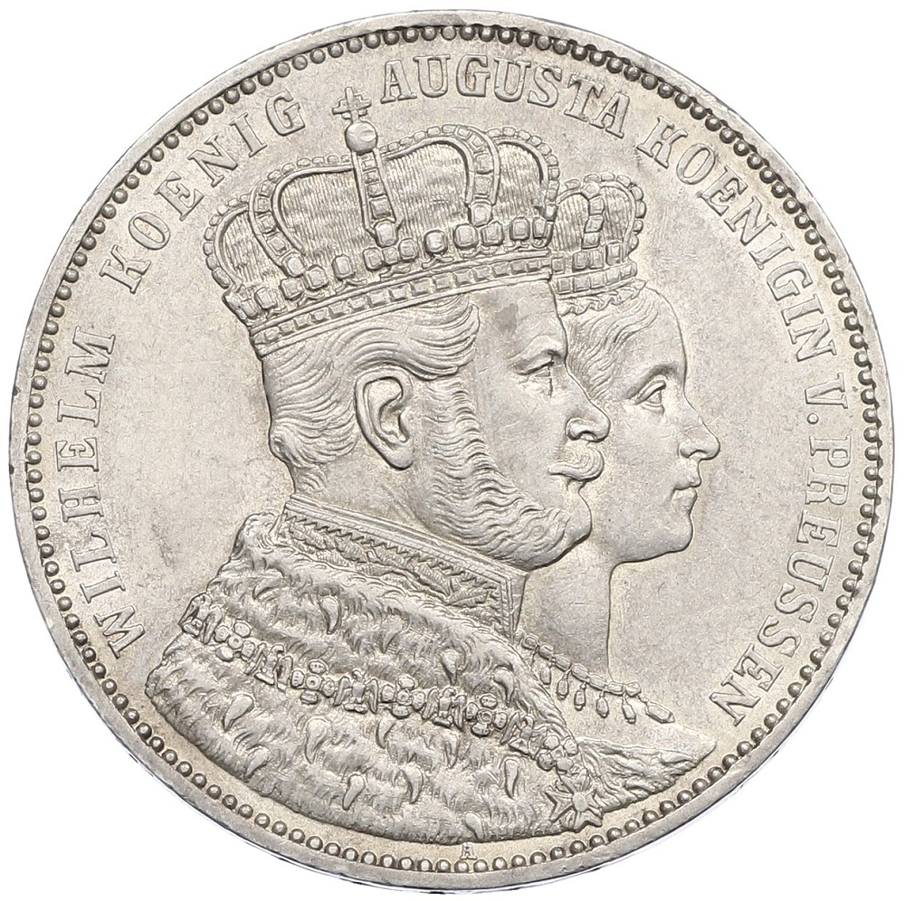 1 талер 1861 года Пруссия «Коронация Вильгельма I и Августы» — Фото №1