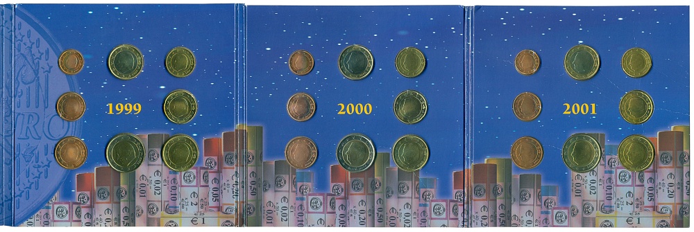 Набор из 24 евромонет 1999-2001 года Бельгия — Фото №1