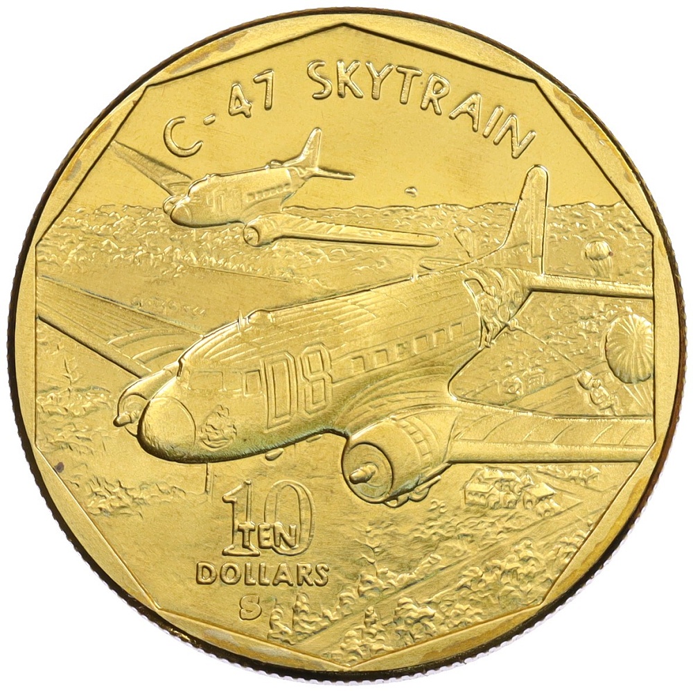 10 долларов 1991 года Маршалловы Острова «Самолеты Второй Мировой войны — Douglas C-47 Skytrain» — Фото №1