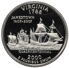 1/4 доллара (25 центов) 2000 года S США «Штаты и территории — Вирджиния» — Фото №1