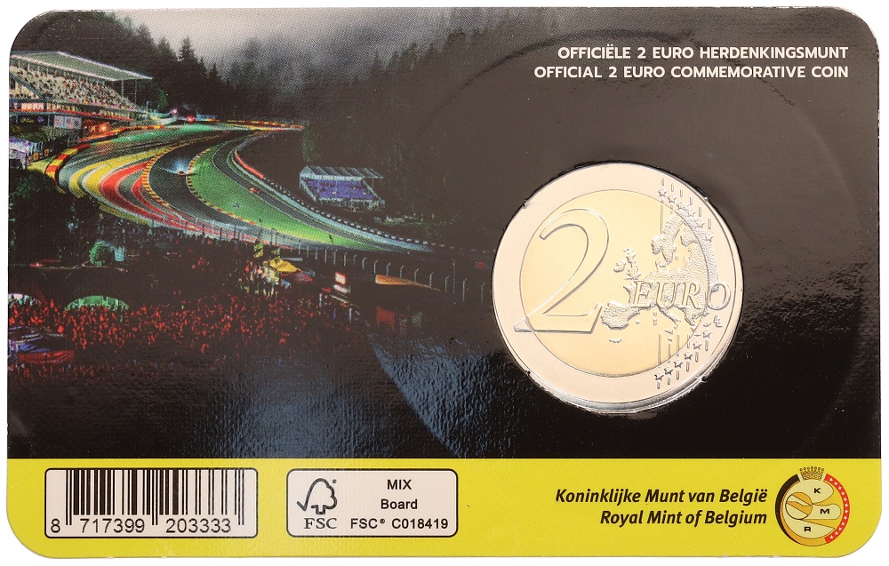 2 евро 2025 года Бельгия «Автодром Спа-Франкоршам» (Надписи на лицевой стороне блистера на немецком и французском) — Фото №2