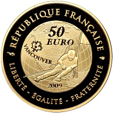 50 евро 2009 года Франция «XXI зимние Олимпийские Игры 2010 в Ванкувере» — Фото №2