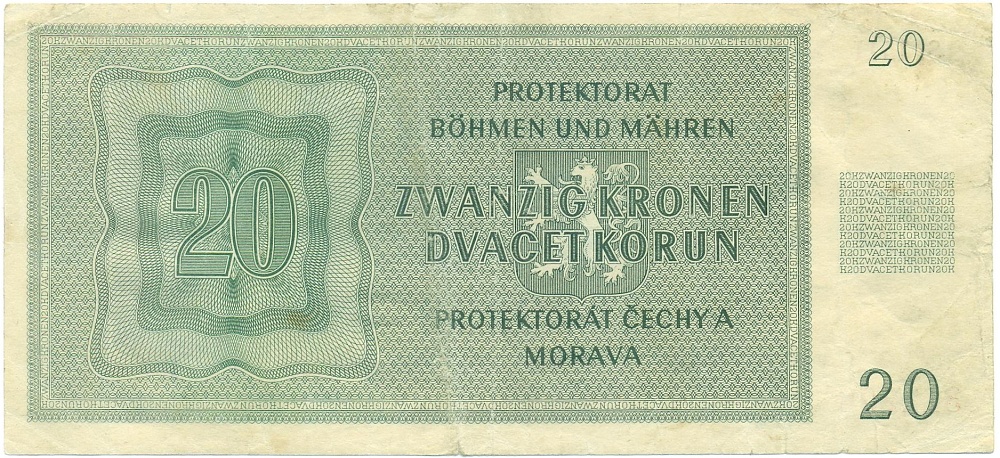 20 крон 1944 года Богемия и Моравия — Фото №2