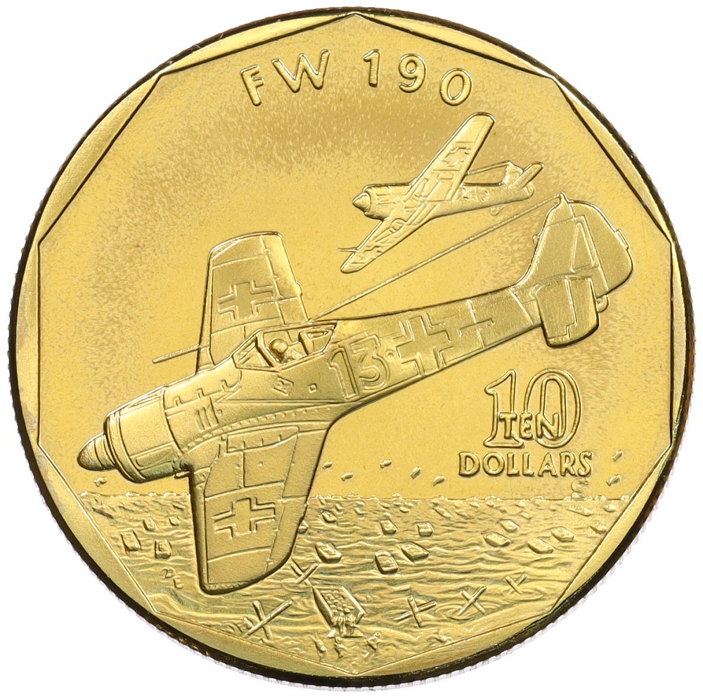 10 долларов 1991 года Маршалловы Острова «Самолеты Второй Мировой войны — Focke-Wulf Fw 190 Wurger» — Фото №1