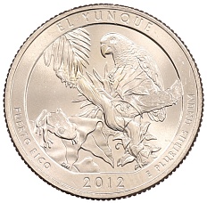 1/4 доллара (25 центов) 2012 года P США «Национальные парки — №11 Национальный лес Эль-Юнке» — Фото №1