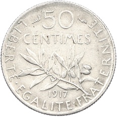 50 сантимов 1917 года Франция — Фото №1