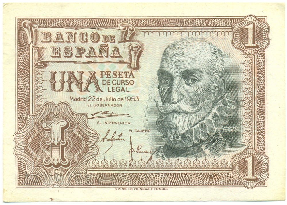 1 песета 1953 года Испания — Фото №1