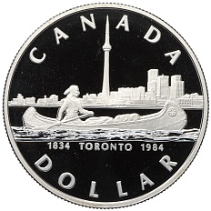 1 доллар 1984 года Канада «150 лет городу Торонто» — Фото №1