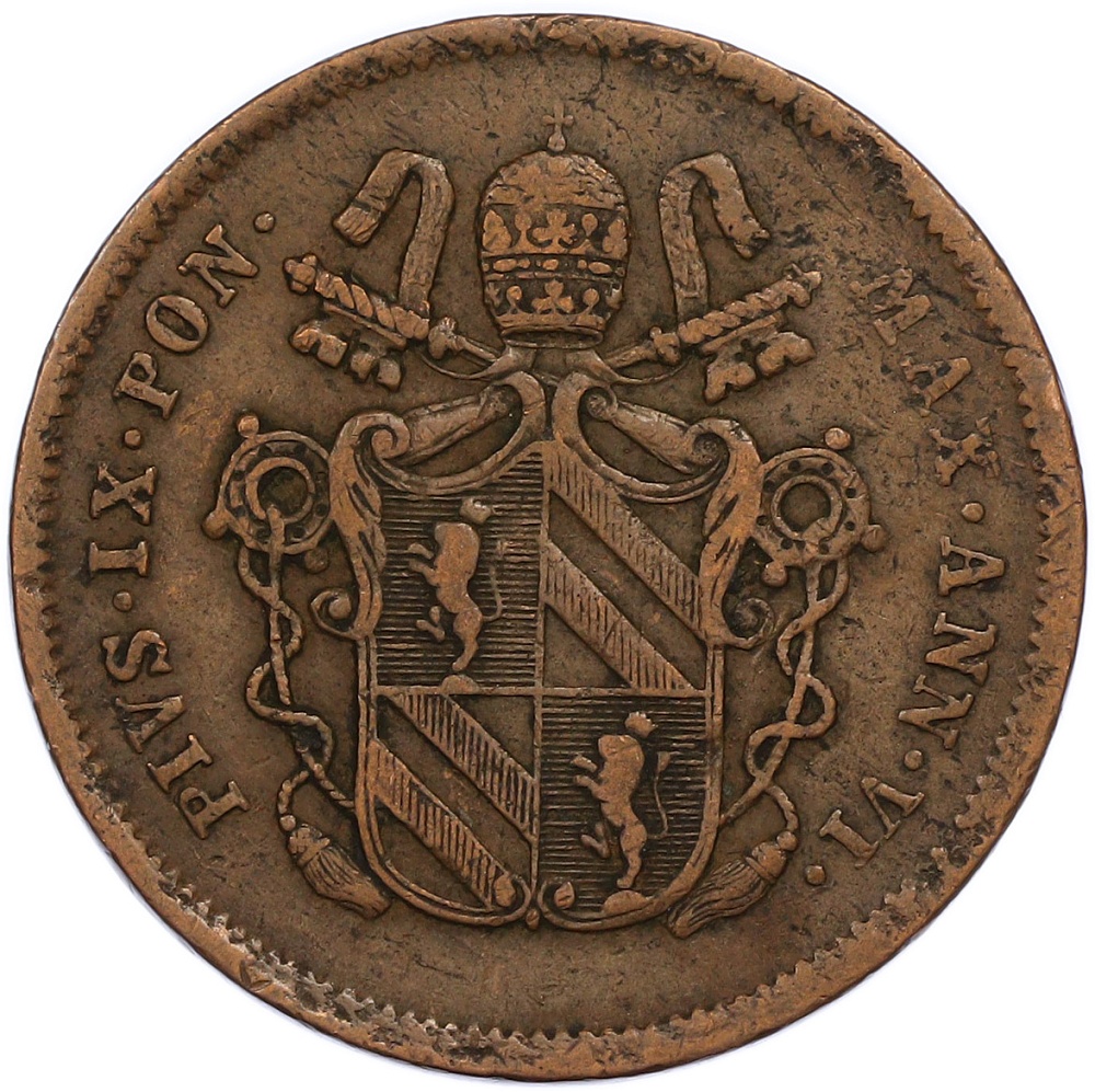 2 байокко 1852 года B Папская область — Фото №2