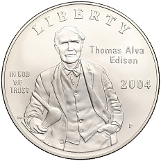 1 доллар 2004 года P США «125 лет лампочке — Томас Эдисон» — Фото №1