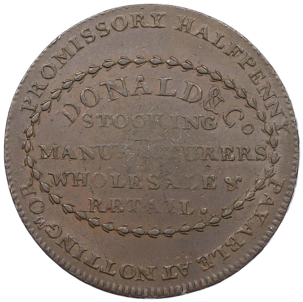 Токен 1/2 пенни 1792 года Великобритания — Ноттингемшир (Donald and Co) — Фото №2