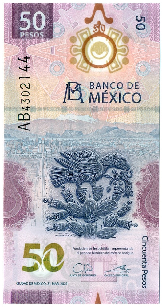 50 песо 2021 года Мексика — Фото №1