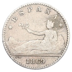 50 сентимо 1869 года Испания — Фото №1