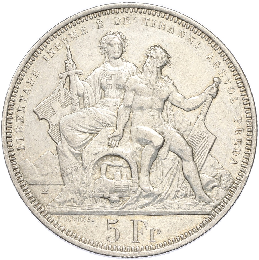 5 франков 1883 года Швейцария «Стрелковый фестиваль в Лугано» — Фото №2