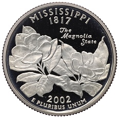 1/4 доллара (25 центов) 2002 года S США «Штаты и территории — Миссисипи» — Фото №1