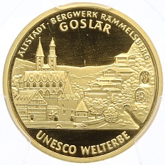 100 евро 2008 года G Германия «Мировое наследие ЮНЕСКО — Гослар» в слабе PCGS (MS70) — Фото №1