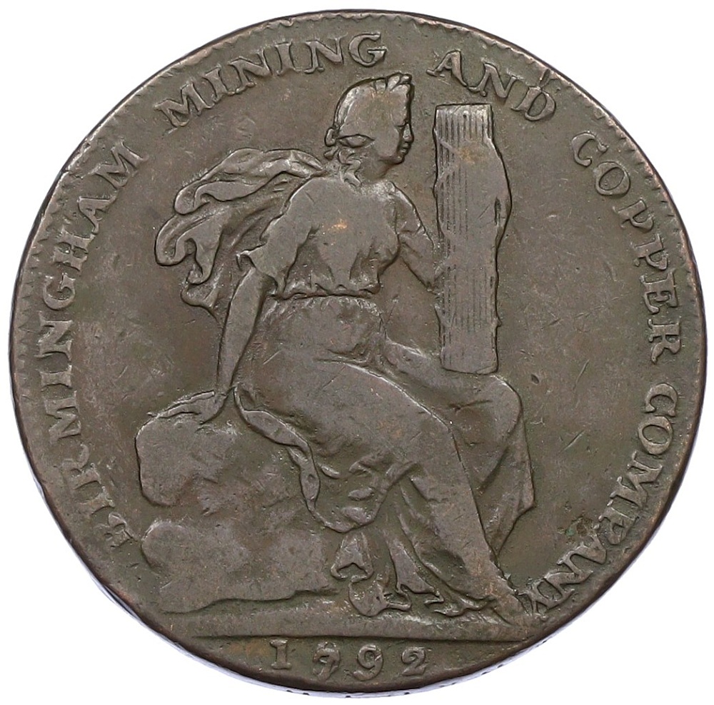 1/2 пенни 1792 года Великобритания — Бирмингем (Компания Coining And Copper) — Фото №1