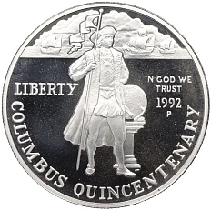 1 доллар 1992 года Р США «500 лет путешествию Колумба» — Фото №1