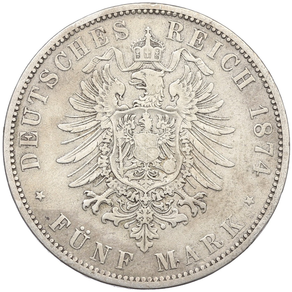 5 марок 1874 года Германия (Пруссия) — Фото №2