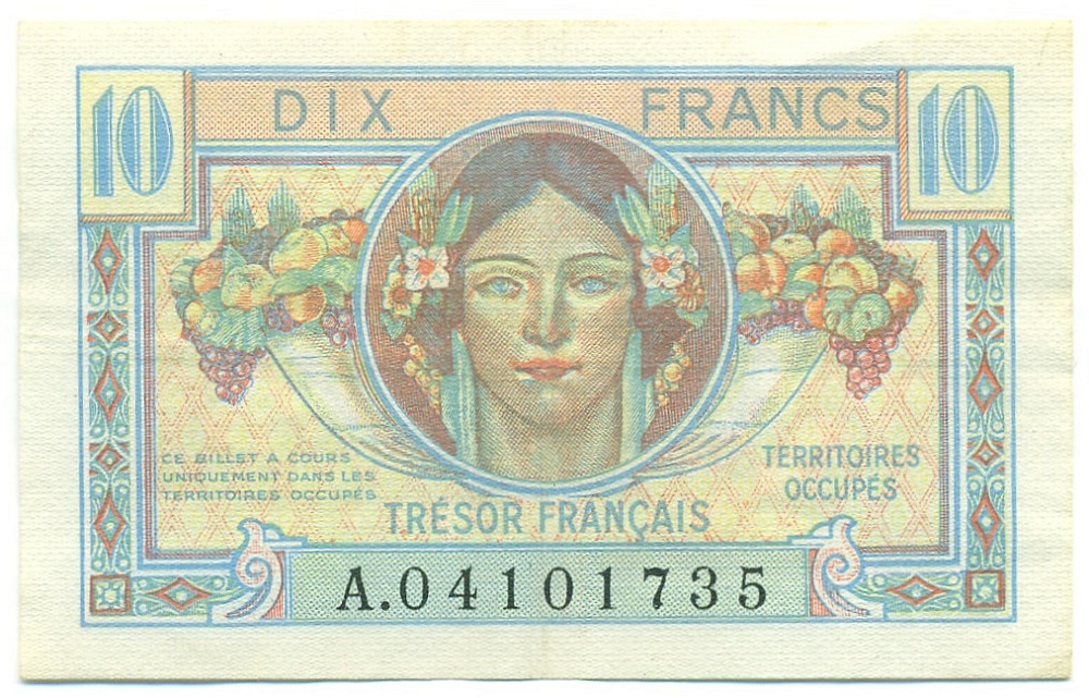 10 франков 1947 года Франция (Оккупационный выпуск для Германии и Австрии) — Фото №1
