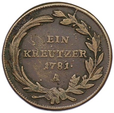 1 крейцер 1781 года А Австрия — Фото №1