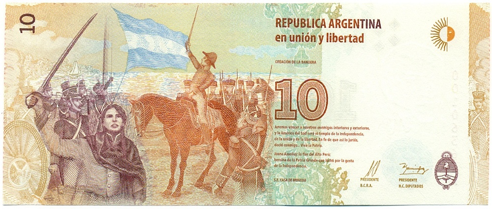 10 песо 2016 года Аргентина — Фото №2