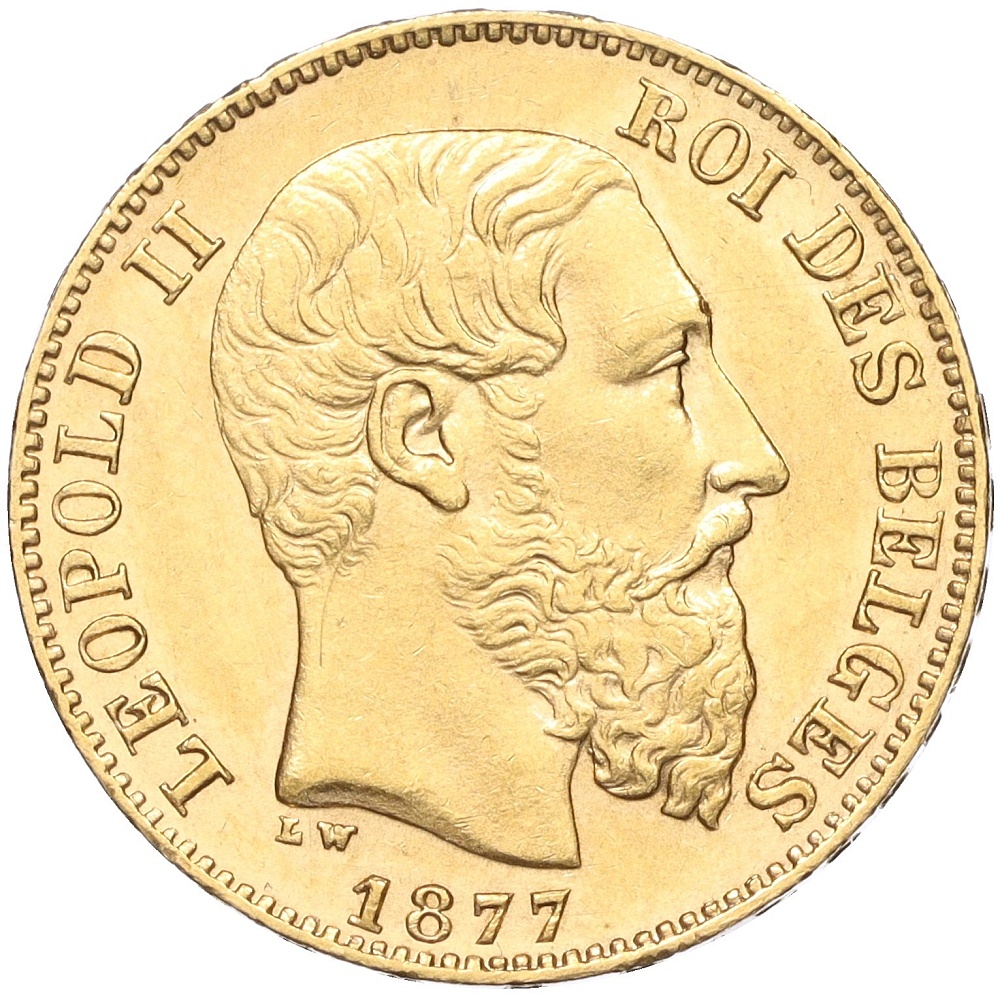 20 франков 1877 года Бельгия (Леопольд II) — Фото №1