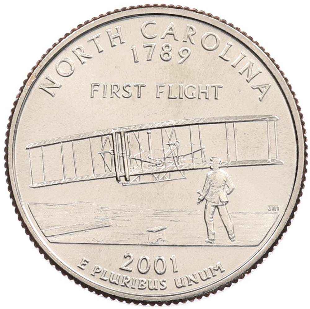 1/4 доллара (25 центов) 2001 года P США «Штаты и территории — Северная Каролина» — Фото №1