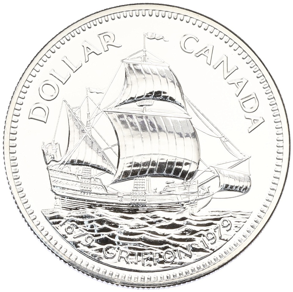 1 доллар 1979 года Канада «300 лет кораблю Грифон» — Фото №1