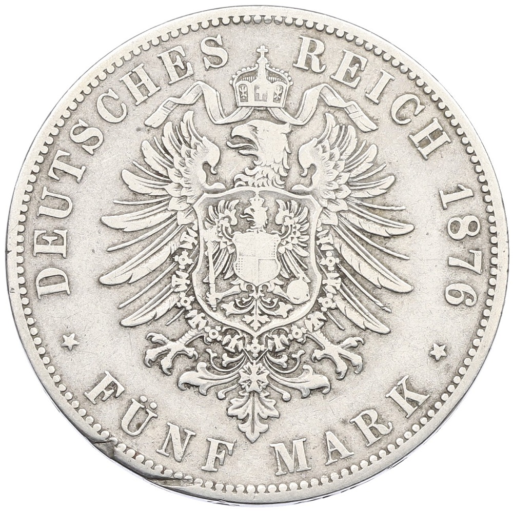 5 марок 1876 года A Германия (Пруссия) — Фото №2