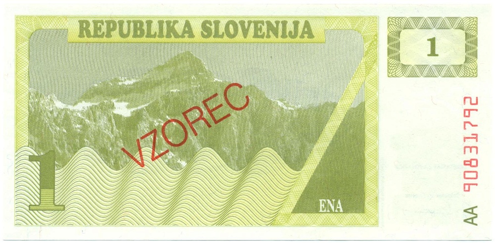 1 толар 1990 года Словения (Образец) — Фото №1