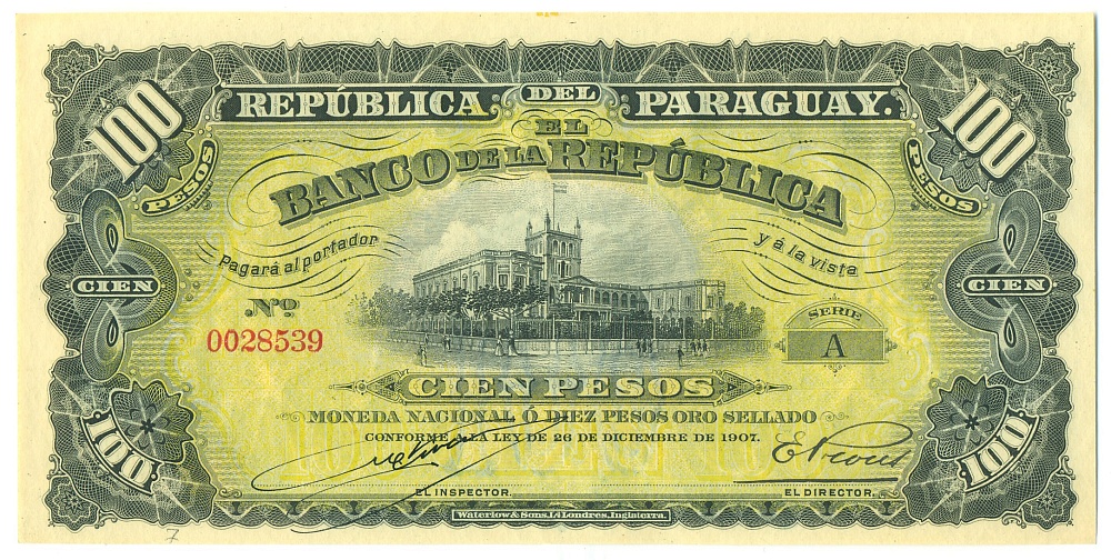100 песо 1907 года Парагвай — Фото №1