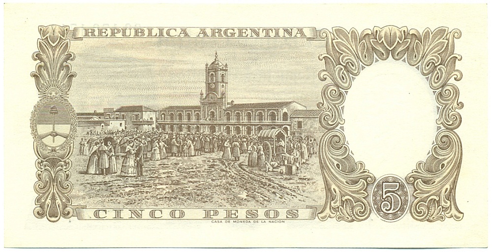 5 песо 1960 года Аргентина — Фото №2