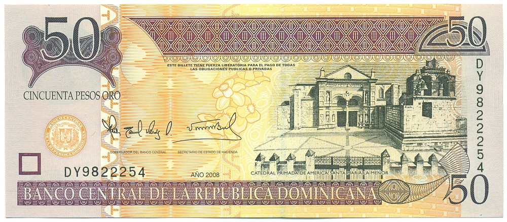 50 песо 2008 года Доминиканская республика — Фото №1